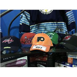 GROUP OF 6 ASSORTED NHL TEAM CAPS, CAPITALS, ROCKIES, FLYERS, CANUCKS, DEVILS & RANGERS