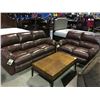 Image 1 : BROWN LEATHER 2 PIECE POWER RECLINING SOFA & LOVE SEAT SET