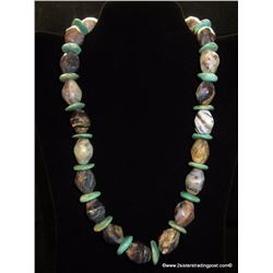 Sundancer Jewelry Tumbled Agate Nugget & Turquoise Rondelle Necklace