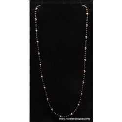 Sterling & Black Round Bead Necklace