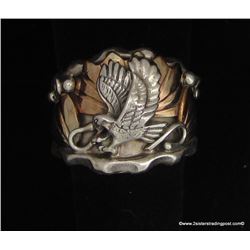 Jack Bly Sterling & Gold Overlay Eagle Ring