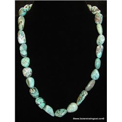 Turquoise Irregular Stone & Sterling Necklace