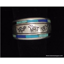 Sterling Petroglyph & Inlay Ring