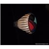 Image 7 : Mexican Sterling Silver Oval Mosaic Inlay Ring