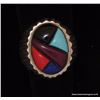 Image 8 : Mexican Sterling Silver Oval Mosaic Inlay Ring