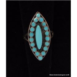 Marquise Cut Turquoise and Sterling Ring