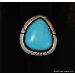 Triangle Cut Turquoise and Sterling Ring