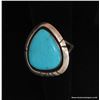 Image 2 : Triangle Cut Turquoise and Sterling Ring