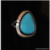Image 8 : Triangle Cut Turquoise and Sterling Ring