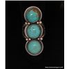 Image 1 : Robert Becenti Turquoise and Sterling 3 Stone Ring