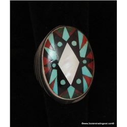 Shirley Baca Oval Inlay and Sterling Ring