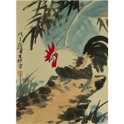 Li Kuchan 1899-1983 Watercolour on Paper Scroll