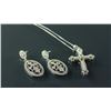 Image 1 : Set of Silver Cross Pendant Necklace and Earrings