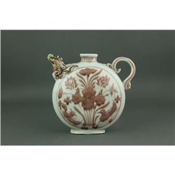 Chinese Copper Red Porcelain Phoenix Ewer