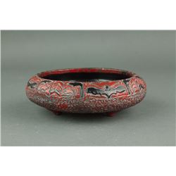 Japanese Pottery Tripod Lacquer Painted Censer