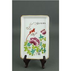 Chinese Republic Square Porcelain Saucer