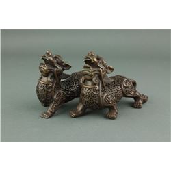 Pair of Chinese Brass Pixiu