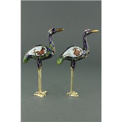 Pair of Chinese Cloisonne Cranes