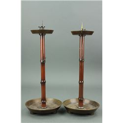 Pair of Chinese Bronze Candle Holders