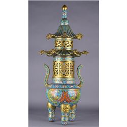 Fine Chinese Qing Period Cloisonne Censer Qianlong