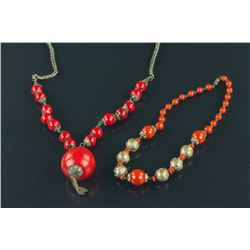 2 Pc Chinese Fine Coral Necklaces