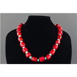 Chinese Red Coral with Turquoise Necklace