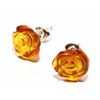 Image 1 : Natural Amber & Sterling Silver Ear Studs