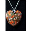 Image 1 : Natural Multi-Color Jasper Heart Stone Necklace