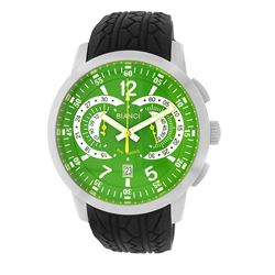 Roberto Bianci Men's Pro Racing Chronograph Watch With Rubber Band And Green Face-7096MRUB-SS