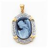 Image 1 : 14K & Rhodium Diamond 13X18mm Guardian Angel Agate Cameo W/Sentiment Pend