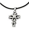 Image 1 : Stainless Steel IP Black-Plated Spinner Cross Pendant 18In Necklace