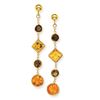 Image 1 : 14K Citrine And Smoky Quartz Post Earrings