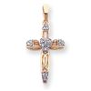 Image 1 : 14K Diamond Cross With Heart Pendant