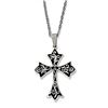 Image 1 : Stainless Steel Black IP-Plated Fancy Scroll Cross 20In Necklace