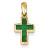 Image 1 : 14K Small Emerald Cross Pendant With 18 In  Chain