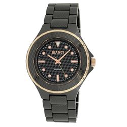 Roberto Bianci Unisex Black Ceramic Watch With Stamped Design-B280BLK