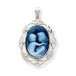 14K WG Everlasting Love Diamond Cameo W/Sentiment Pendant