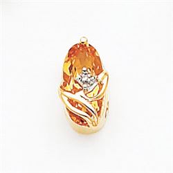 14K Oval Citrine 1 Diamond Slide