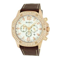 Roberto Bianci Men's Sports Chronograph Watch With Silver Face And Brown Leather Band-5450MCHR