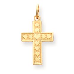 14K Hearts On Cross Necklace