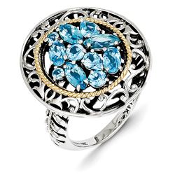 Sterling Silver W/14K Blue Topaz Ring