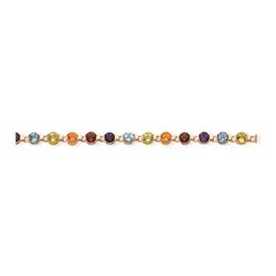 14K 7In Completed Genuine Round Gemstone Rainbow Bracelet