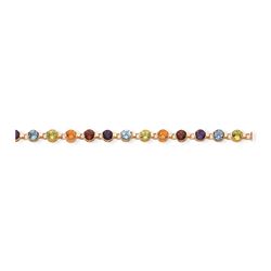 14K 7In Completed Genuine Round Gemstone Rainbow Bracelet