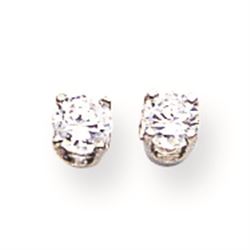 14K White Gold 3.7Mm Round Stud Earring Mountings