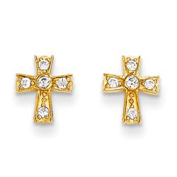 14K Madi K CZ Cross Post Earrings
