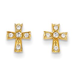 14K Madi K CZ Cross Post Earrings