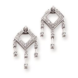 14K White Gold Vintage Diamond Dangle Earrings