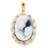 Image 1 : 14K .12Ct Dia. 13X18mm Mother&Child Agate Cameo With Sentiment Pendant