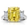 Image 1 : Rectangle Step Cut Yellow Sapphire And Emerald Cut Diamond Ring