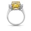 Image 3 : Rectangle Step Cut Yellow Sapphire And Emerald Cut Diamond Ring